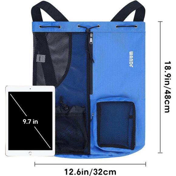 Swim Bag Mesh Drawstring Backpack with Wet Pocket for Swimming,Gym& Workout Gear - Picture 5 of 7